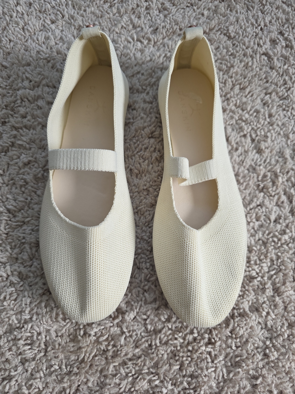 Danskin Shine Cream Knit Mary Jane Ballet Flats Size 8